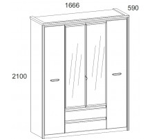 Четырехстворчатый шкаф для одежды с зеркалом Джаз 4DG2S Z Четырехстворчатый шкаф для одежды с зеркалом Джаз 4DG2S Z
