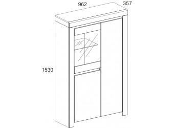 Шкаф-витрина для посуды Таурус 1V2D