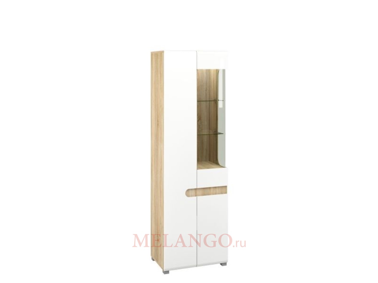 Двухстворчатый шкаф витрина для посуды в гостиную Леонардо МН-026-01/1 белый левый