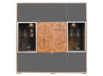 Шкаф-витрина «Гелиос» П550.02 (дуб вотан/серый глянец)
