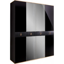 Четырехстворчатый шкаф для одежды с зеркалом Rimini Solo РМШ1/4 (s) (черный)