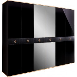 Шестистворчатый шкаф для одежды с зеркалом Rimini Solo РМШ1/6 (s) (черный)