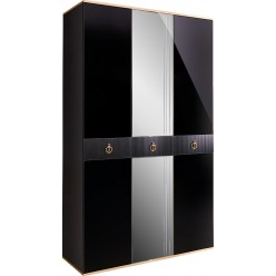 Трехстворчатый шкаф для одежды с зеркалом Rimini Solo РМШ1/3 (s) (черный)